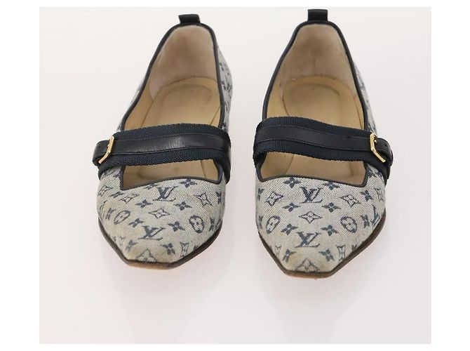 LOUIS VUITTON Monogram Mini Schuhe Leder 5 Set Schwarz Beige Marine LV Auth 174780 Marineblau - Ansicht 6