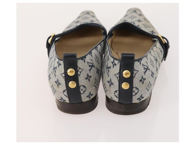LOUIS VUITTON Monogram Mini Schuhe Leder 5 Set Schwarz Beige Marine LV Auth 174780 Marineblau - Ansicht 7