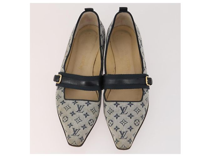 LOUIS VUITTON Monogram Mini Schuhe Leder 5 Set Schwarz Beige Marine LV Auth 174780 Marineblau - Ansicht 8