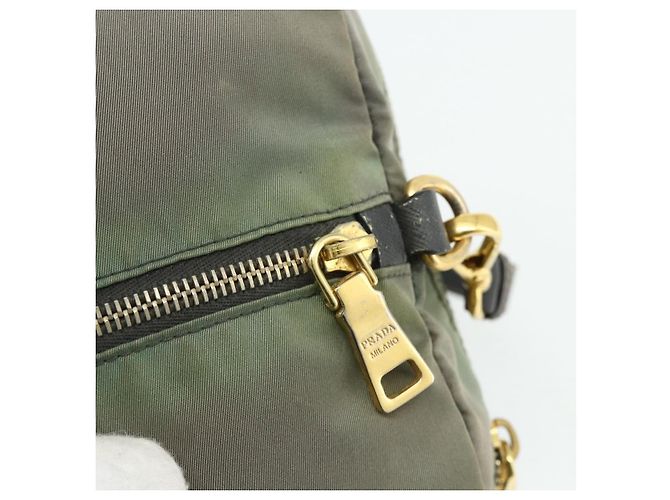 Borsa a Spalla PRADA Nylon 2way Verde Oro Auth 176782 D'oro - vista 10