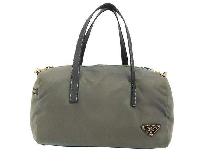 Borsa a Spalla PRADA Nylon 2way Verde Oro Auth 176782 D'oro - vista 13