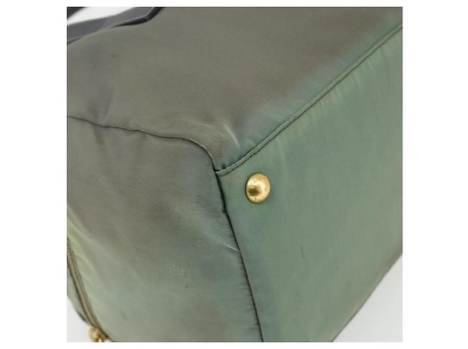 Borsa a Spalla PRADA Nylon 2way Verde Oro Auth 176782 D'oro - vista 16