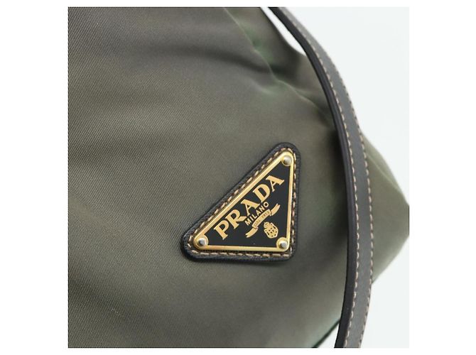 Borsa a Spalla PRADA Nylon 2way Verde Oro Auth 176782 D'oro - vista 19
