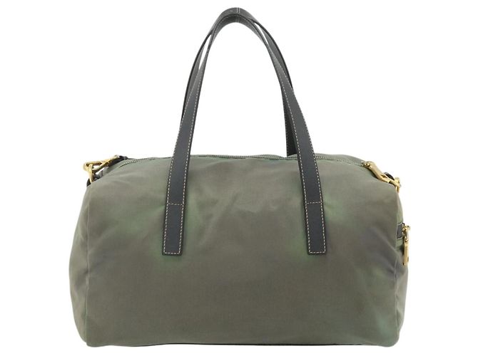 Borsa a Spalla PRADA Nylon 2way Verde Oro Auth 176782 D'oro - vista 2