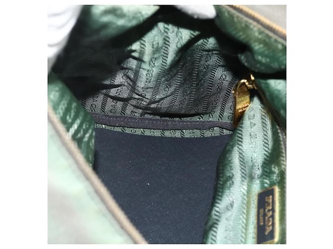 Borsa a Spalla PRADA Nylon 2way Verde Oro Auth 176782 D'oro - vista 23