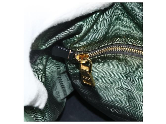 Borsa a Spalla PRADA Nylon 2way Verde Oro Auth 176782 D'oro - vista 24
