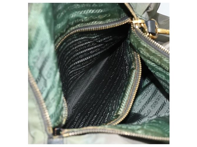 Borsa a Spalla PRADA Nylon 2way Verde Oro Auth 176782 D'oro - vista 25