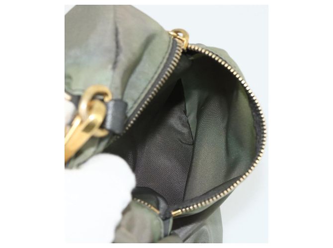 Borsa a Spalla PRADA Nylon 2way Verde Oro Auth 176782 D'oro - vista 26
