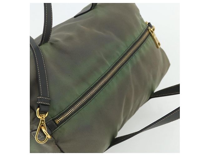 Borsa a Spalla PRADA Nylon 2way Verde Oro Auth 176782 D'oro - vista 6