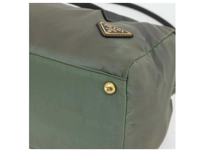 Borsa a Spalla PRADA Nylon 2way Verde Oro Auth 176782 D'oro - vista 9