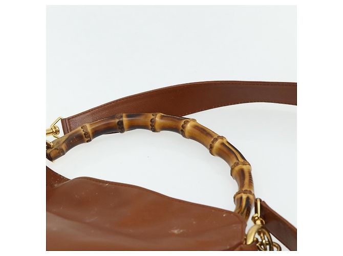 Borsa a mano in pelle Gucci Bamboo 2way marrone oro 001 2113 1638 Auth bs34730 D'oro - vista 14