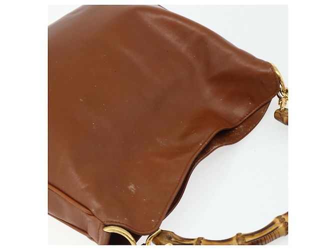 Borsa a mano in pelle Gucci Bamboo 2way marrone oro 001 2113 1638 Auth bs34730 D'oro - vista 6