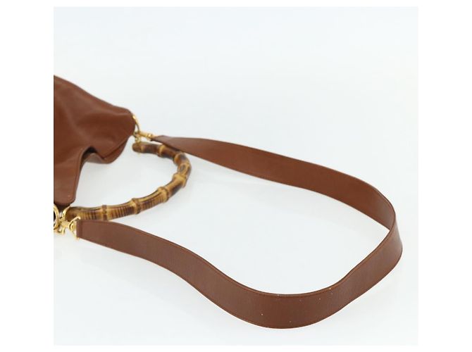 Borsa a mano in pelle Gucci Bamboo 2way marrone oro 001 2113 1638 Auth bs34730 D'oro - vista 8