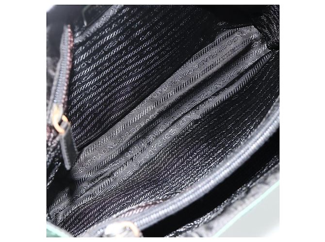 Tote PRADA Kettentasche aus Nylon Grün Silber Auth bs34645 - Ansicht 11