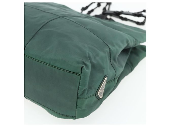 Tote PRADA Kettentasche aus Nylon Grün Silber Auth bs34645 - Ansicht 15