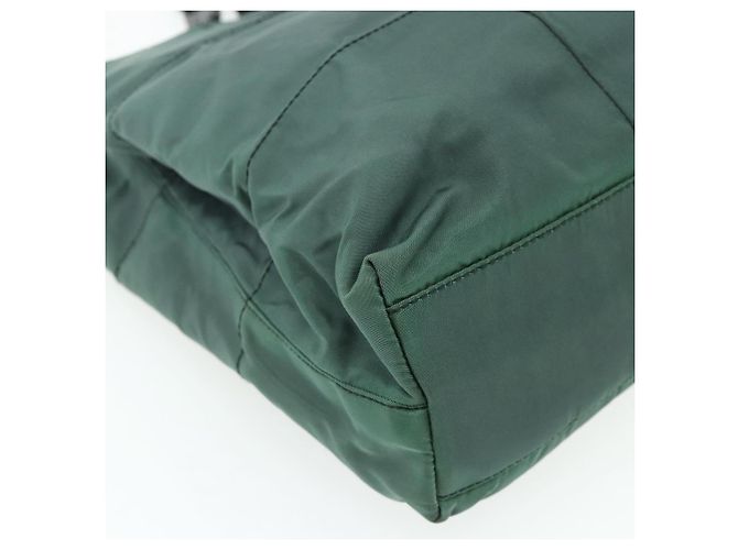 Tote PRADA Kettentasche aus Nylon Grün Silber Auth bs34645 - Ansicht 16