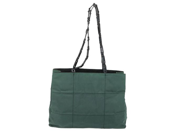 Tote PRADA Kettentasche aus Nylon Grün Silber Auth bs34645 - Ansicht 2