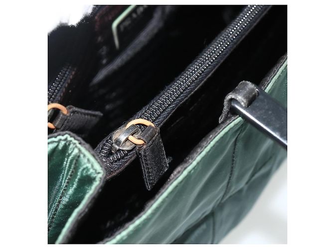Tote PRADA Kettentasche aus Nylon Grün Silber Auth bs34645 - Ansicht 22
