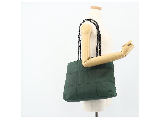 Tote PRADA Kettentasche aus Nylon Grün Silber Auth bs34645 - Ansicht 25