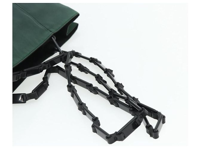 Tote PRADA Kettentasche aus Nylon Grün Silber Auth bs34645 - Ansicht 7