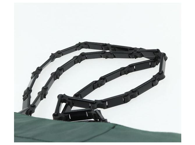 Tote PRADA Kettentasche aus Nylon Grün Silber Auth bs34645 - Ansicht 8