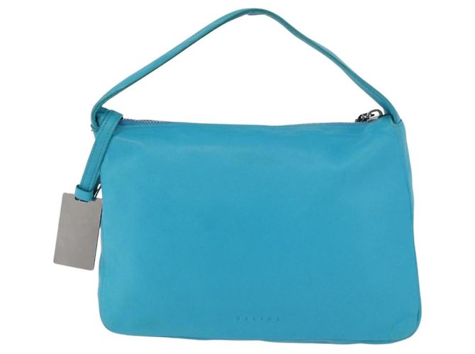 Céline Borsa a mano CELINE in pelle blu argento Auth 176877A - vista 13