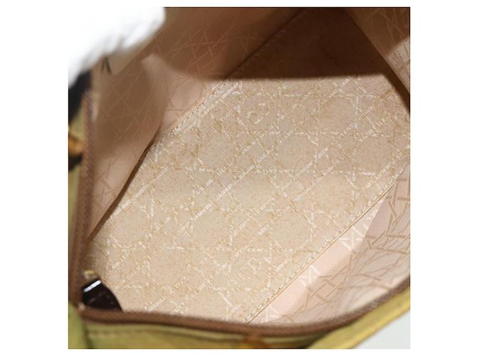 Christian Dior Borsa Lady Dior Canage in nylon verde e oro Auth BA12259 D'oro - vista 11