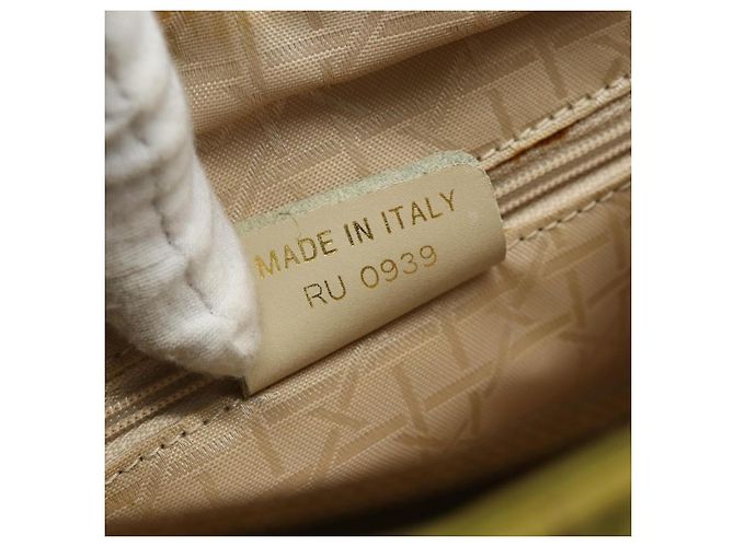 Christian Dior Borsa Lady Dior Canage in nylon verde e oro Auth BA12259 D'oro - vista 12