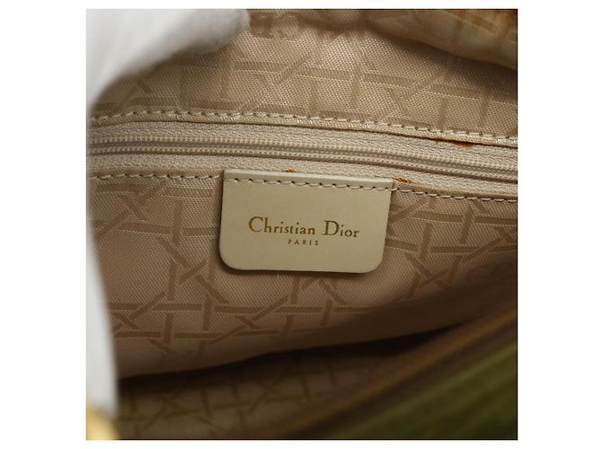 Christian Dior Borsa Lady Dior Canage in nylon verde e oro Auth BA12259 D'oro - vista 18