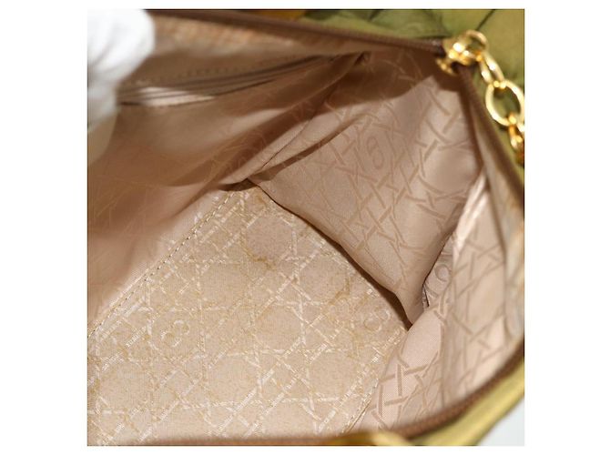 Christian Dior Borsa Lady Dior Canage in nylon verde e oro Auth BA12259 D'oro - vista 19