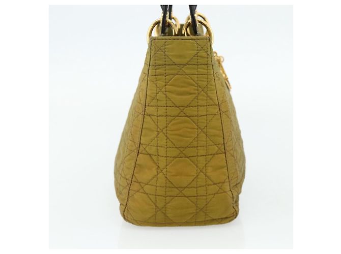 Christian Dior Borsa Lady Dior Canage in nylon verde e oro Auth BA12259 D'oro - vista 3