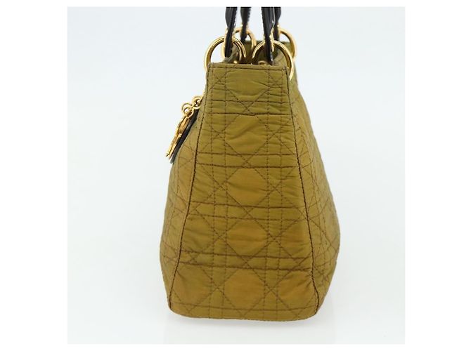 Christian Dior Borsa Lady Dior Canage in nylon verde e oro Auth BA12259 D'oro - vista 4