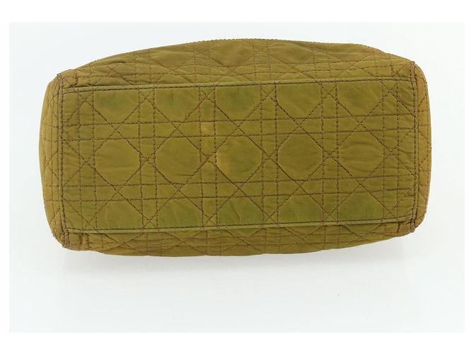 Christian Dior Borsa Lady Dior Canage in nylon verde e oro Auth BA12259 D'oro - vista 5