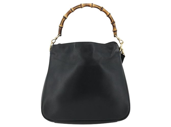 Borsa a Spalla Gucci Bamboo in Pelle 2 in 1 Nero Oro 001 1998 1638 Auth ep14094 - vista 13