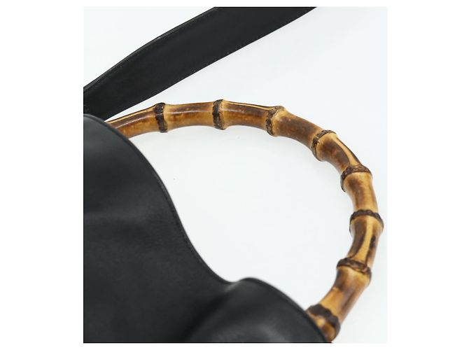 Borsa a Spalla Gucci Bamboo in Pelle 2 in 1 Nero Oro 001 1998 1638 Auth ep14094 - vista 14