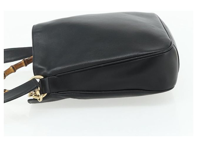 Borsa a Spalla Gucci Bamboo in Pelle 2 in 1 Nero Oro 001 1998 1638 Auth ep14094 - vista 3