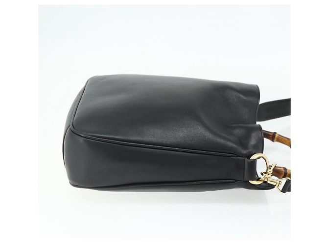 Borsa a Spalla Gucci Bamboo in Pelle 2 in 1 Nero Oro 001 1998 1638 Auth ep14094 - vista 4