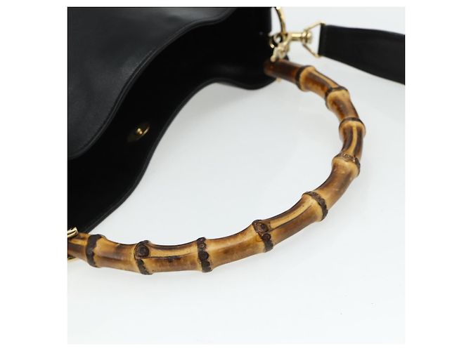 Borsa a Spalla Gucci Bamboo in Pelle 2 in 1 Nero Oro 001 1998 1638 Auth ep14094 - vista 7