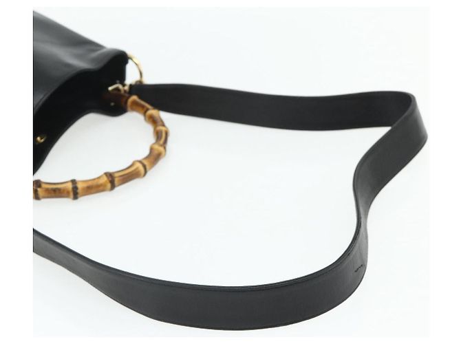 Borsa a Spalla Gucci Bamboo in Pelle 2 in 1 Nero Oro 001 1998 1638 Auth ep14094 - vista 8