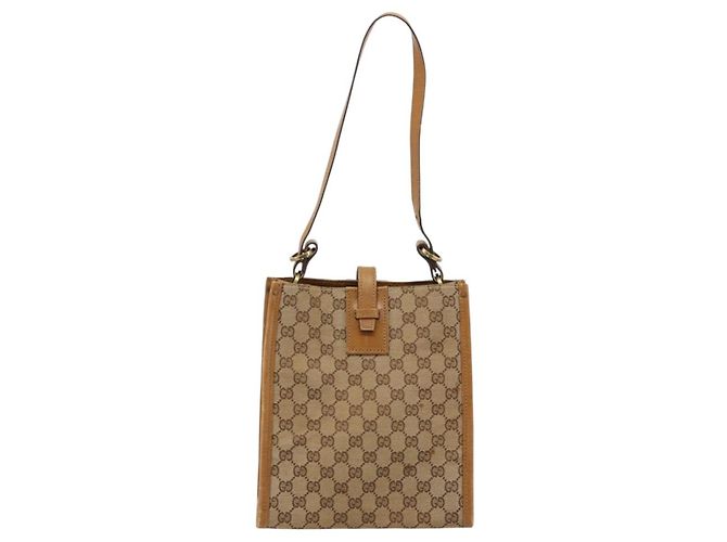 Borsa a Spalla GG Canvas Gucci Beige Oro 110292 Auth ep14036 D'oro - vista 13