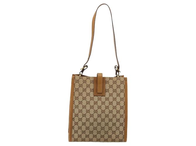 Borsa a Spalla GG Canvas Gucci Beige Oro 110292 Auth ep14036 D'oro - vista 2