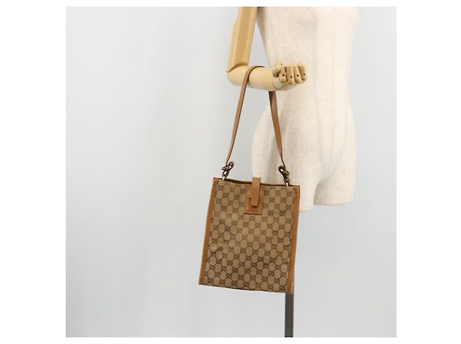 Borsa a Spalla GG Canvas Gucci Beige Oro 110292 Auth ep14036 D'oro - vista 22