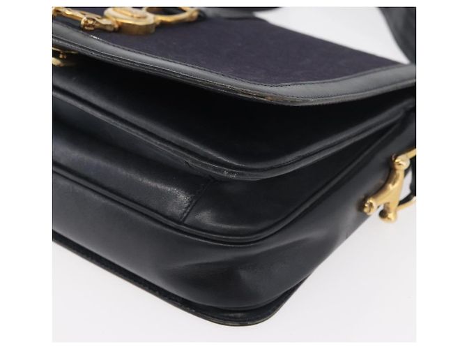Céline Bolso de hombro Celine C Sulky Carriage en lona azul marino y dorado Auth ep14022 - vista 14