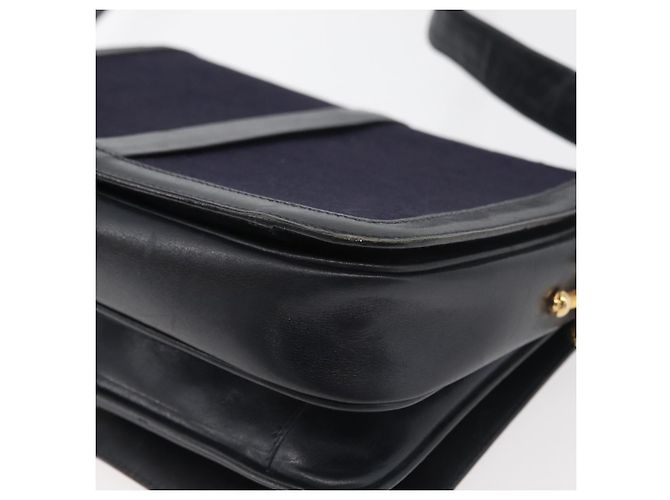 Céline Bolso de hombro Celine C Sulky Carriage en lona azul marino y dorado Auth ep14022 - vista 16