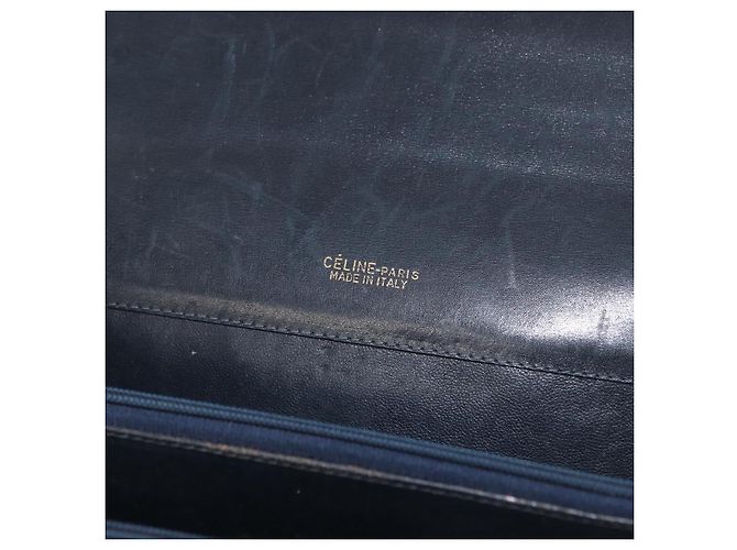 Céline Bolso de hombro Celine C Sulky Carriage en lona azul marino y dorado Auth ep14022 - vista 18