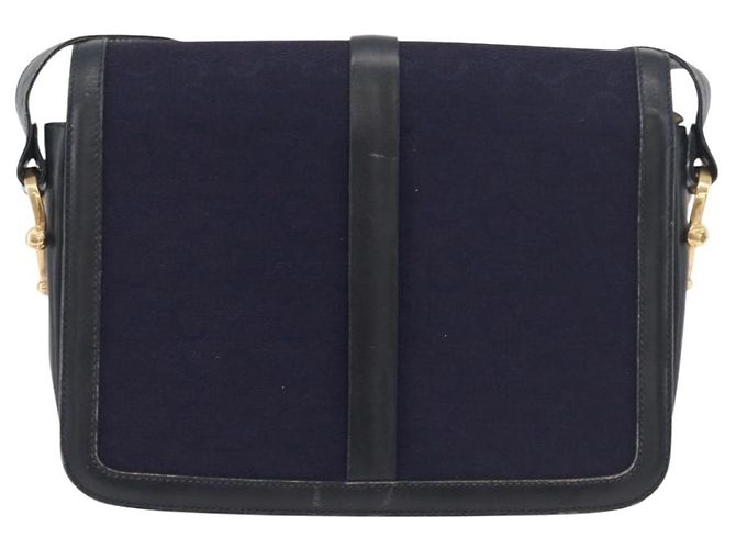 Céline Bolso de hombro Celine C Sulky Carriage en lona azul marino y dorado Auth ep14022 - vista 2