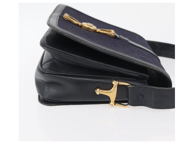 Céline Bolso de hombro Celine C Sulky Carriage en lona azul marino y dorado Auth ep14022 - vista 3
