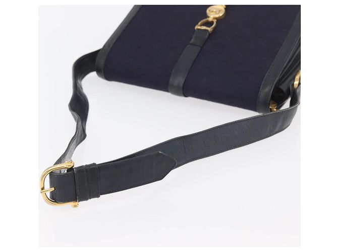 Céline Bolso de hombro Celine C Sulky Carriage en lona azul marino y dorado Auth ep14022 - vista 7
