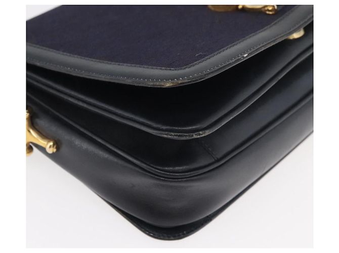 Céline Bolso de hombro Celine C Sulky Carriage en lona azul marino y dorado Auth ep14022 - vista 9