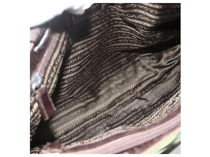 Bolsa Tote PRADA em nylon caqui prata autêntica bs34647 - vista 11